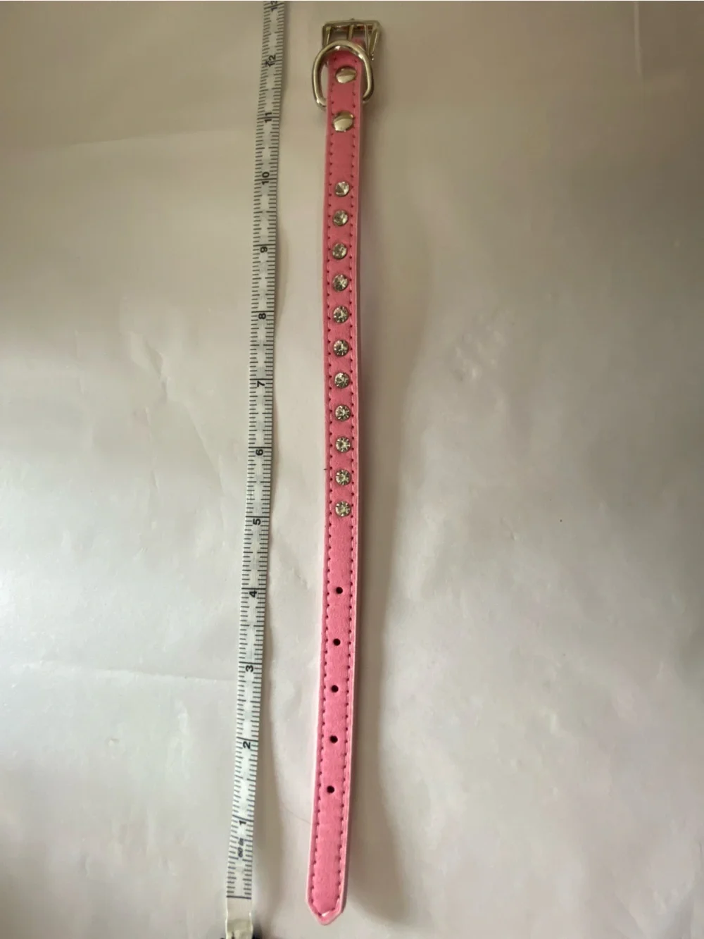 12” Rhinestone Dog  Collar in Light Pink - XS